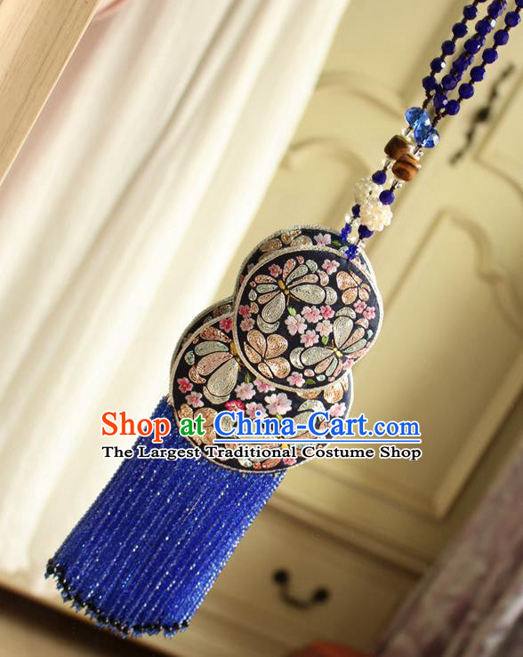 China Handmade Embroidered Black Gourd Sachet Necklet Accessories Traditional Cheongsam Necklace
