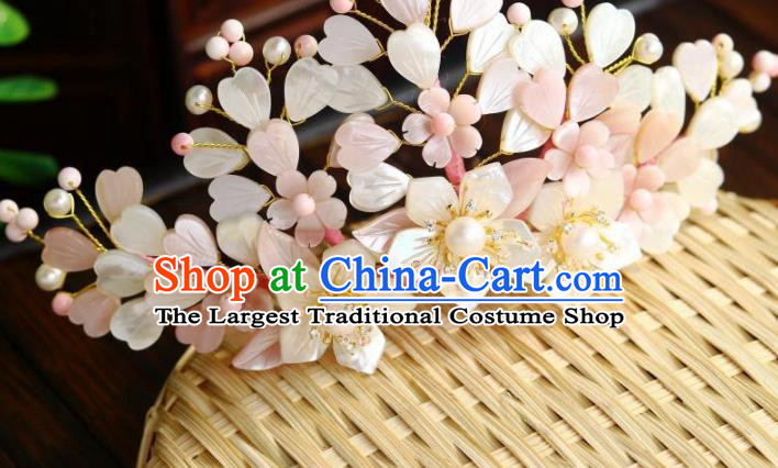 Chinese Ancient Imperial Concubine Hairpin Traditional Song Dynasty Court Shell Sakura Hair Crown