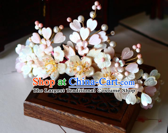 Chinese Ancient Imperial Concubine Hairpin Traditional Song Dynasty Court Shell Sakura Hair Crown
