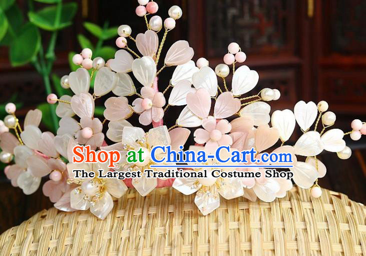 Chinese Ancient Imperial Concubine Hairpin Traditional Song Dynasty Court Shell Sakura Hair Crown