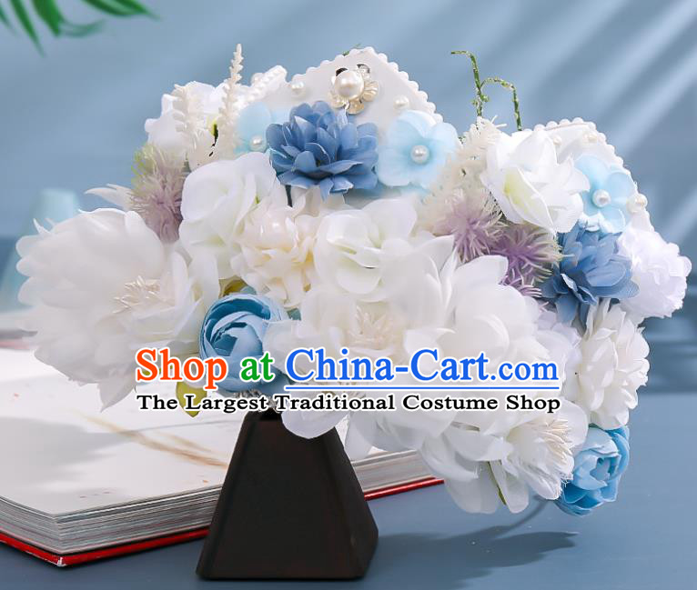 Chinese Ancient Court Woman Hair Accessories Traditional Song Dynasty Imperial Consort Silk Flowers Hair Crown