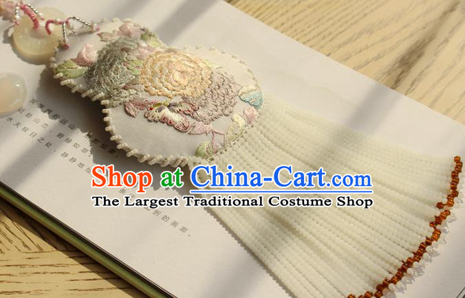 China Traditional Cheongsam Necklace Accessories Handmade Double Side Embroidered Gourd Tassel Necklet