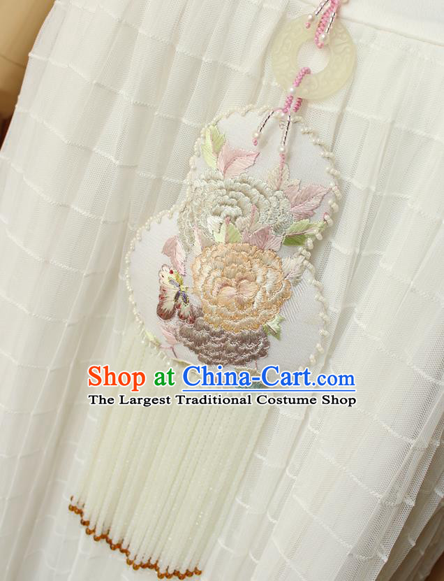 China Traditional Cheongsam Necklace Accessories Handmade Double Side Embroidered Gourd Tassel Necklet