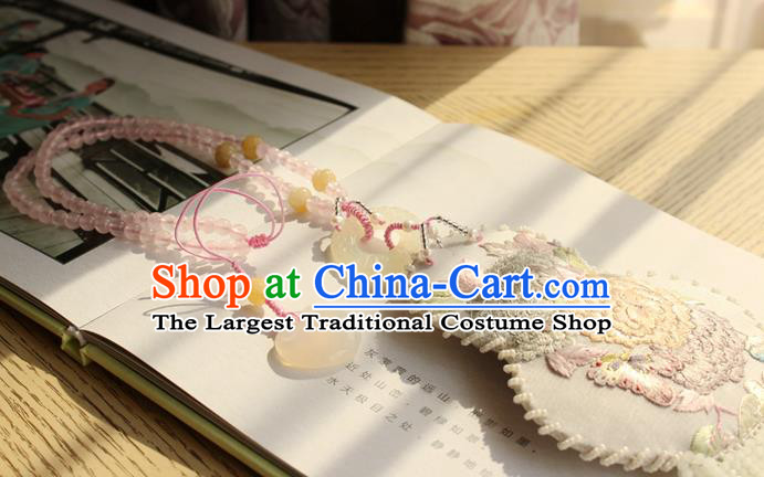 China Traditional Cheongsam Necklace Accessories Handmade Double Side Embroidered Gourd Tassel Necklet