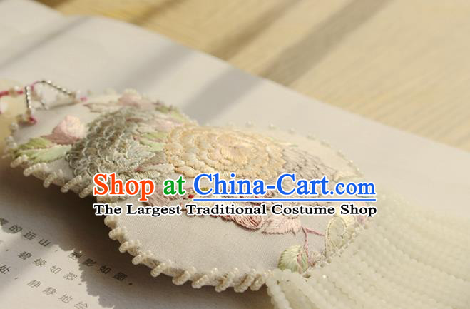 China Traditional Cheongsam Necklace Accessories Handmade Double Side Embroidered Gourd Tassel Necklet