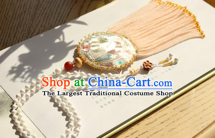 China Handmade Embroidered Sachet Necklet Accessories Traditional Cheongsam Beads Tassel Necklace