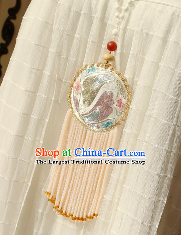 China Handmade Embroidered Sachet Necklet Accessories Traditional Cheongsam Beads Tassel Necklace