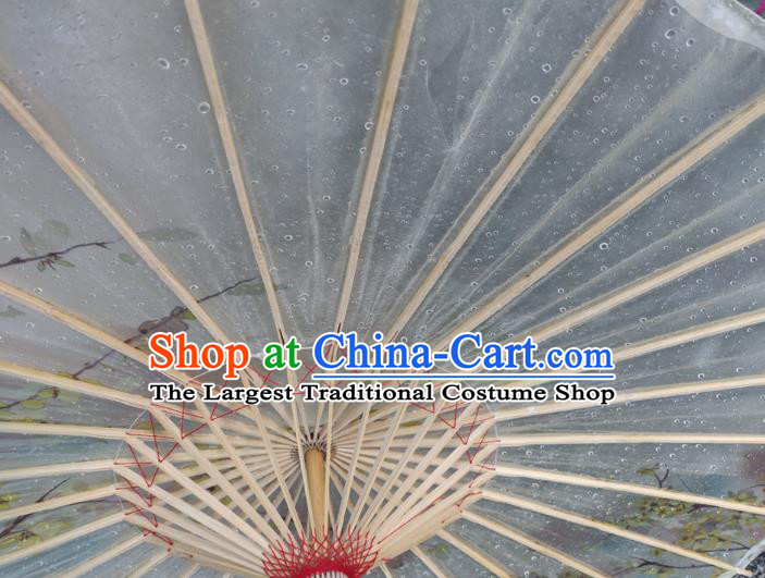 China Traditional Hanfu Umbrella Classical Mangnolia Painting Umbrellas Handmade White Oil Paper Umbrella