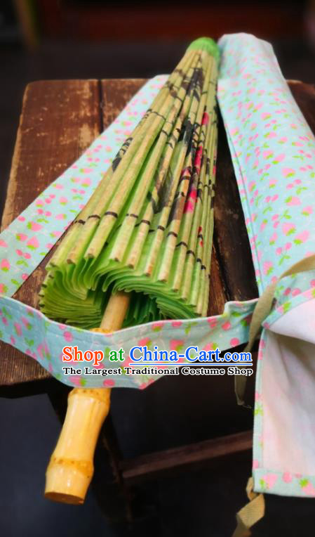 China Traditional Stage Performance Oilpaper Umbrella Hand Painting Plum Bamboo Umbrellas Classical Oil Paper Umbrella
