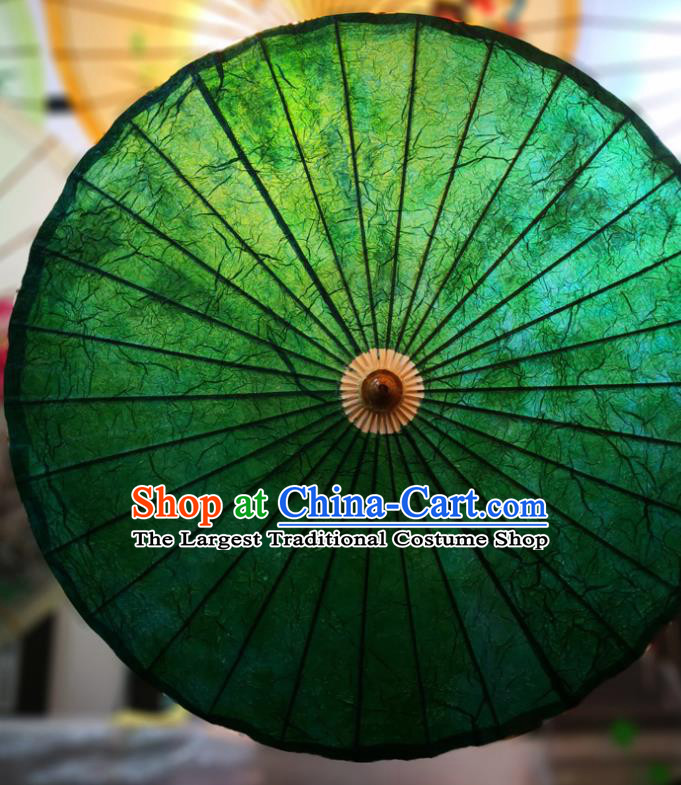 China Traditional Hanfu Deep Green Oilpaper Umbrella Hand Umbrella Classical Dance Oil Paper Umbrella