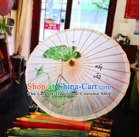 China Traditional Hanfu Painting Lotus Leaf Umbrella Handmade Oilpaper Umbrella Classical Dance Oil Paper Umbrella
