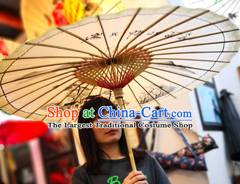 China Traditional Hanfu Umbrella Handmade Oilpaper Umbrella Ink Painting Oil Paper Umbrella