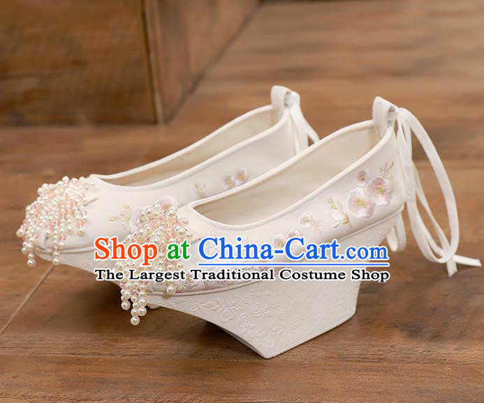 Chinese Handmade Embroidered Shoes Traditional Ancient Qing Dynasty Imperial Consort Saucers Shoes