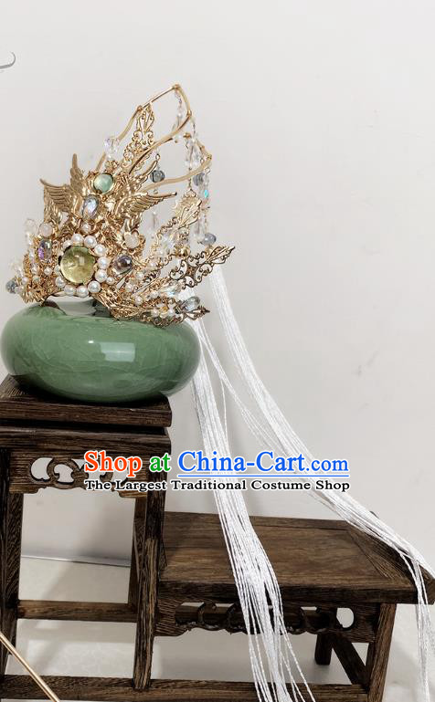 China Ancient Goddess Tassel Hair Crown Handmade Traditional Ming Dynasty Princess Headwear
