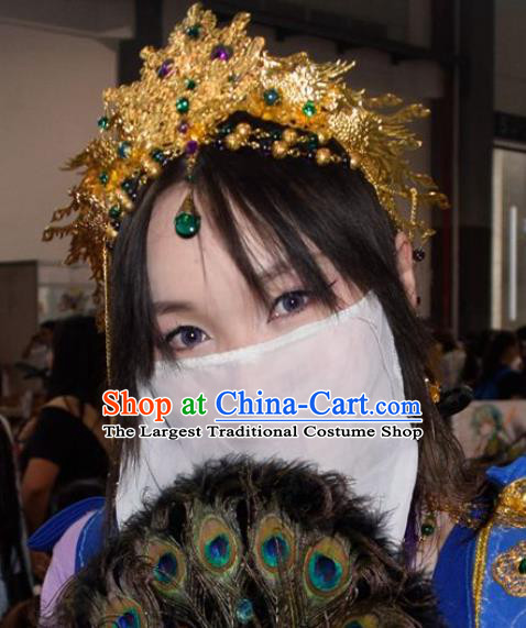 China Handmade Traditional Cosplay Swordswoman Hair Crown Hairpins Ancient Princess Hair Accessories Full Set