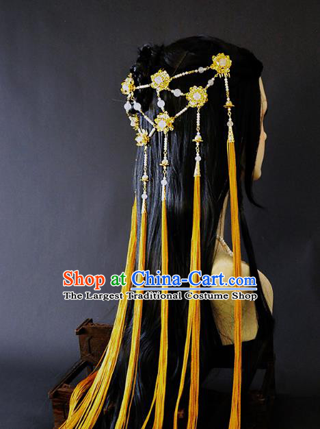 China Ancient Fairy Hair Accessories Handmade Traditional Cosplay Princess Golden Tassel Hair Clasp