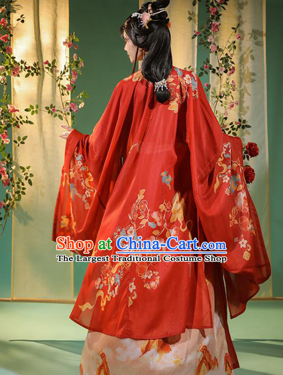 China Traditional Tang Dynasty Wedding Historical Costumes Ancient Royal Princess Red Hanfu Dress Outfits