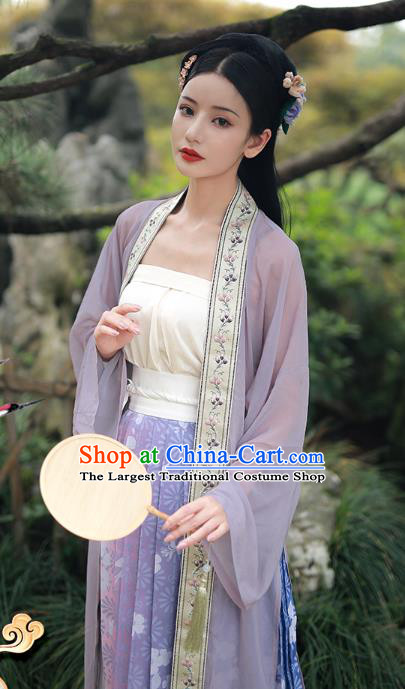 China Ancient Nobility Female Purple Hanfu Dress Clothing Traditional Song Dynasty Historical Costumes Full Set