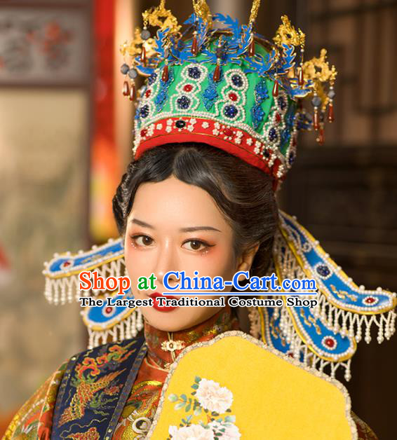 China Ancient Noble Woman Wedding Hair Accessories Traditional Ming Dynasty Empress Pearls Tassel Phoenix Coronet