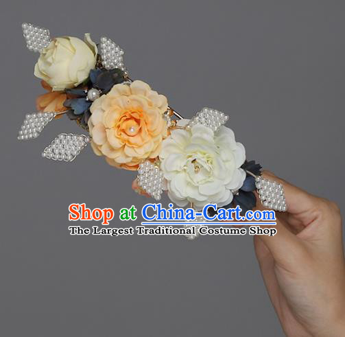 China Ancient Imperial Concubine Hair Accessories Traditional Song Dynasty Court Woman Silk Peony Hair Crown
