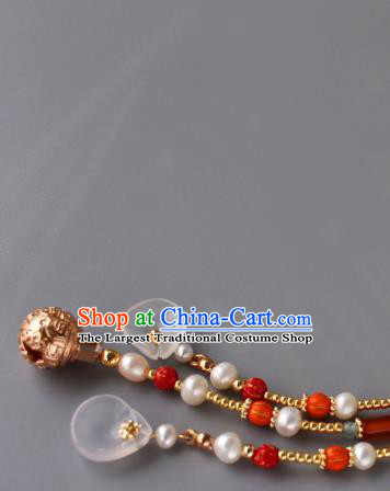 Chinese Traditional Cheongsam Brooch Accessories Ancient Court Woman Tassel Golden Pendant
