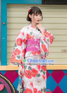 Asian Japan Printing Plum Blossom Kimono Costume Japanese Traditional Hanabi Taikai Yukata Dress