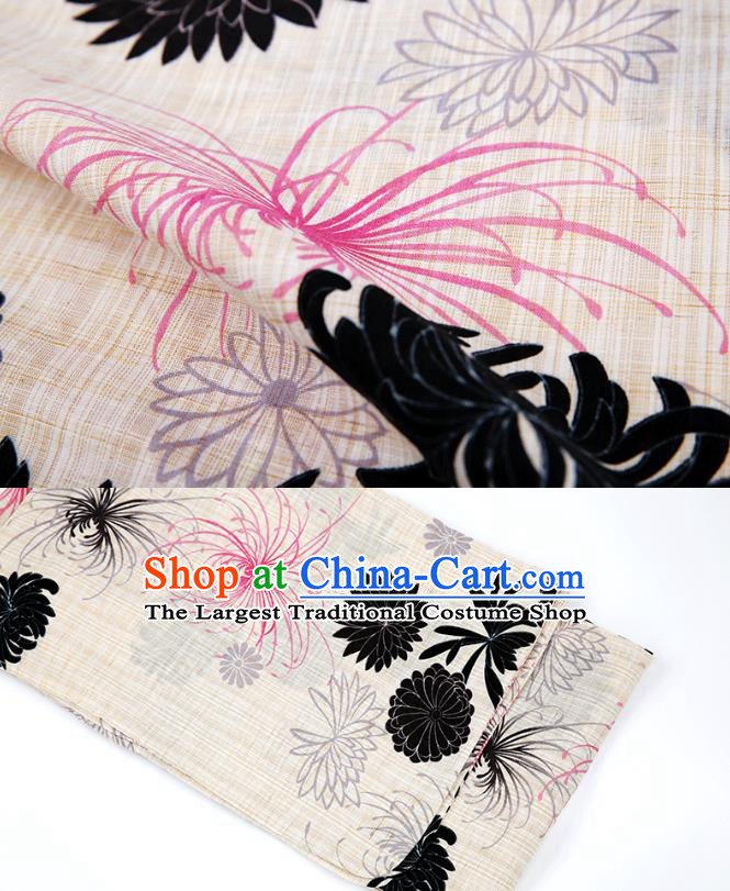 Japanese Traditional Ink Painting Chrysanthemum Yukata Dress Asian Japan Hanabi Taikai Kimono Costume