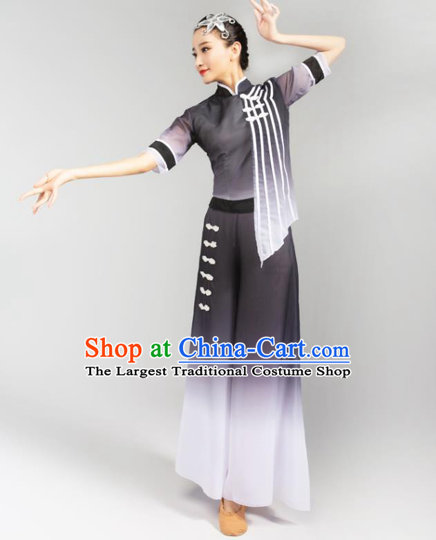 China Fan Dance Yangko Dance Clothing Folk Dance Grey Uniforms