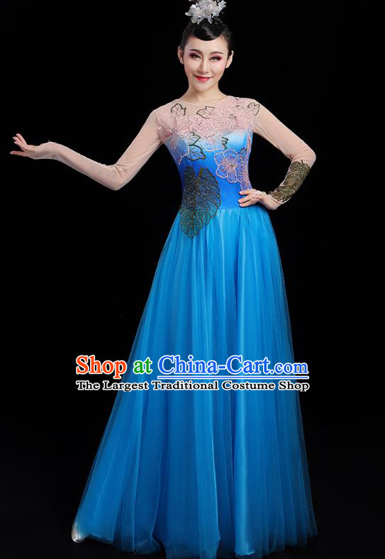 China Spring Festival Gala Opening Dance Costume Modern Dance Clothing Chorus Performance Blue Dress