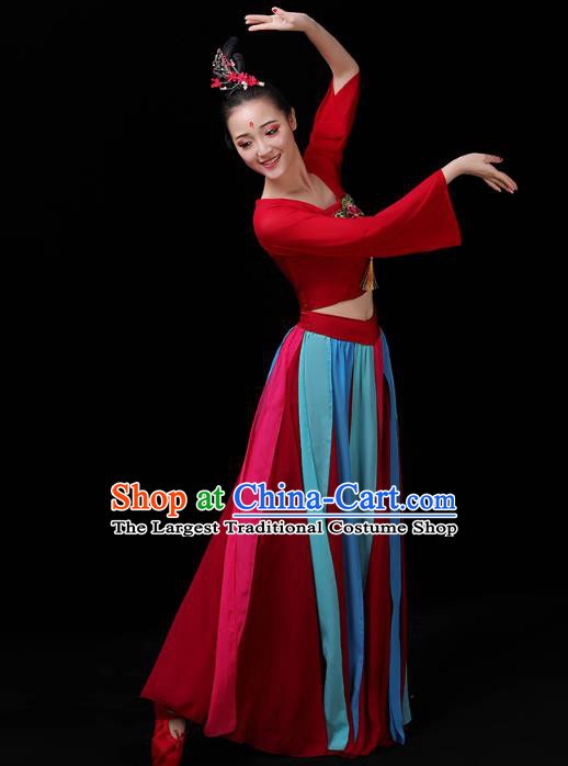 Chinese Traditional Stage Performance Clothing Classical Dance Costumes Umbrella Dance Red Dress Outfits