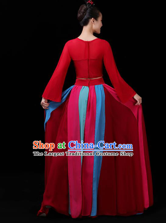 Chinese Traditional Stage Performance Clothing Classical Dance Costumes Umbrella Dance Red Dress Outfits