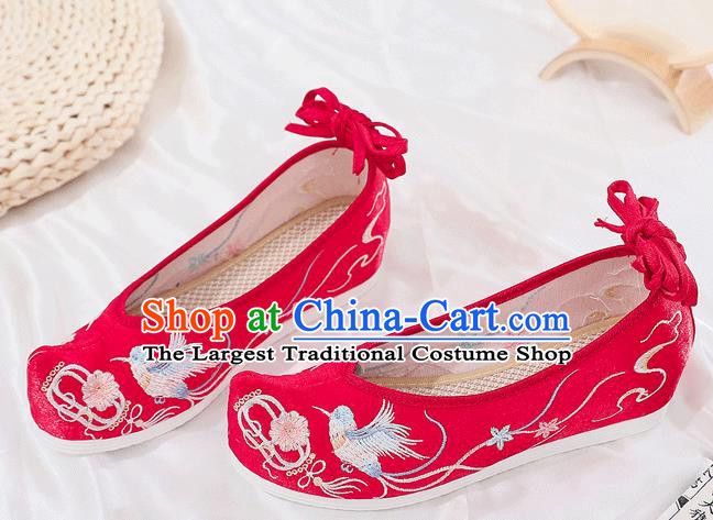 China Embroidered Red Cloth Shoes Ancient Princess Shoes Traditional Hanfu Wedding Shoes