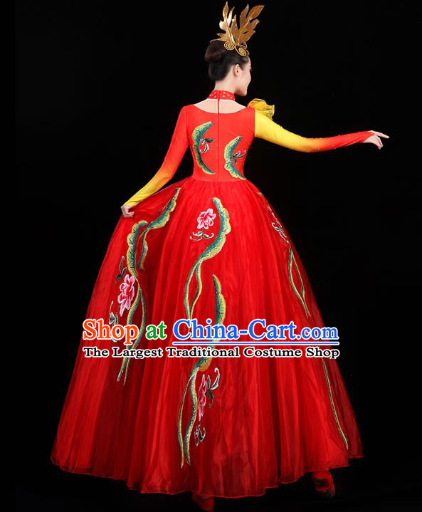 China Spring Festival Gala Opening Dance Costume Flower Dance Clothing Chorus Group Performance Red Dress