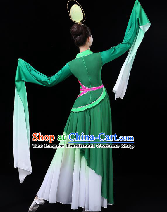 Chinese Classical Dance Costume Umbrella Dance Green Dress Traditional Water Sleeve Dance Performance Clothing