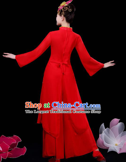 Chinese Classical Dance Clothing Umbrella Dance Red Dress Traditional Performance Outfits