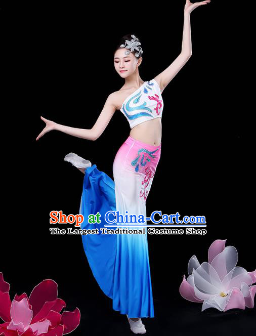 Chinese Yunnan Ethnic Peacock Dance Costume Traditional Dai Minority Nationality Stage Performance Dress Outfits