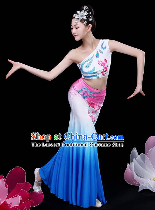Chinese Yunnan Ethnic Peacock Dance Costume Traditional Dai Minority Nationality Stage Performance Dress Outfits