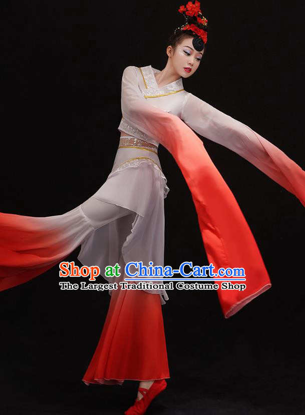 Chinese Umbrella Dance Outfits Classical Dance Performance Clothing Traditional Water Sleeve Cai Wei Dance Dress