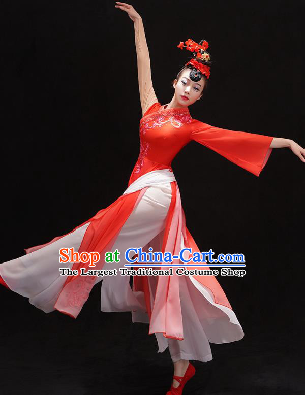 Chinese Traditional Ballet Solo Dance Dress Umbrella Dance Red Outfits Classical Dance Performance Clothing