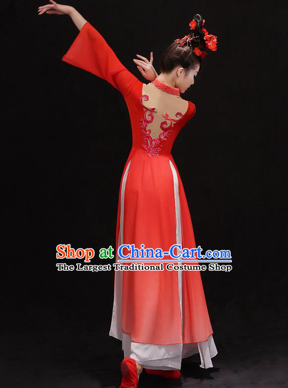 Chinese Traditional Ballet Solo Dance Dress Umbrella Dance Red Outfits Classical Dance Performance Clothing