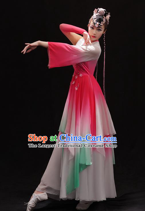 Chinese Traditional Jiangnan Umbrella Dance Dress Female Solo Dance Pink Outfits Classical Dance Clothing