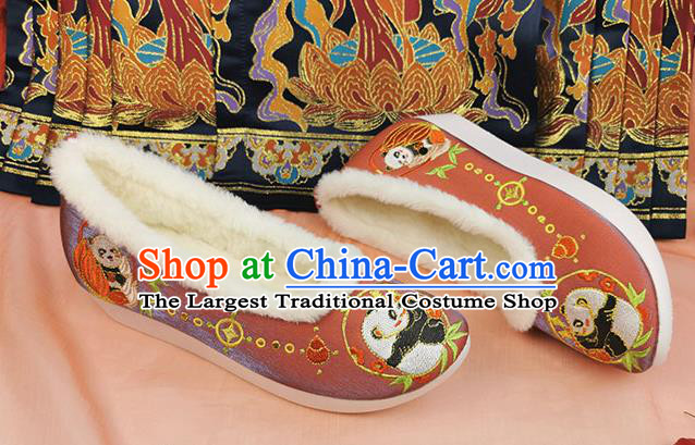 China Traditional Hanfu Red Shoes Ming Dynasty Embroidered Shoes Ancient Princess Shoes