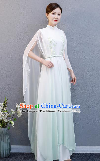 China Chorus Performance Costume Catwalks Woman Clothing Stage Show Light Green Full Dress