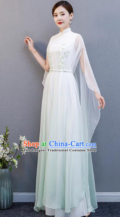 China Chorus Performance Costume Catwalks Woman Clothing Stage Show Light Green Full Dress