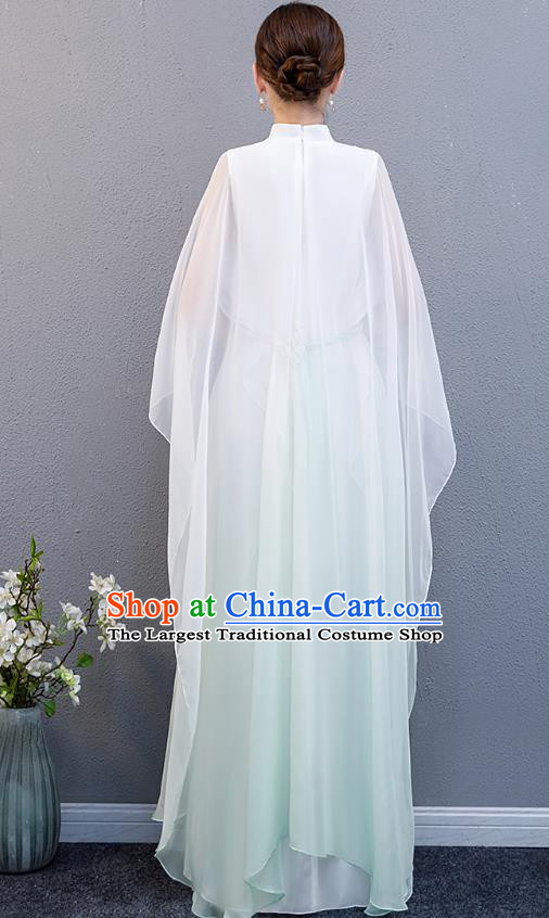 China Chorus Performance Costume Catwalks Woman Clothing Stage Show Light Green Full Dress