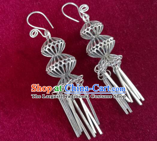 China National Ethnic Silver Gourd Earrings Traditional Cheongsam Ear Accessories