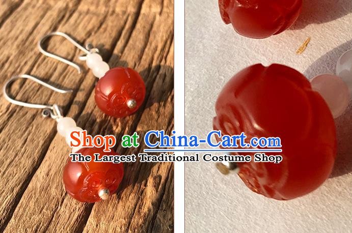 China Handmade National Agate Earrings Traditional Cheongsam Ear Accessories