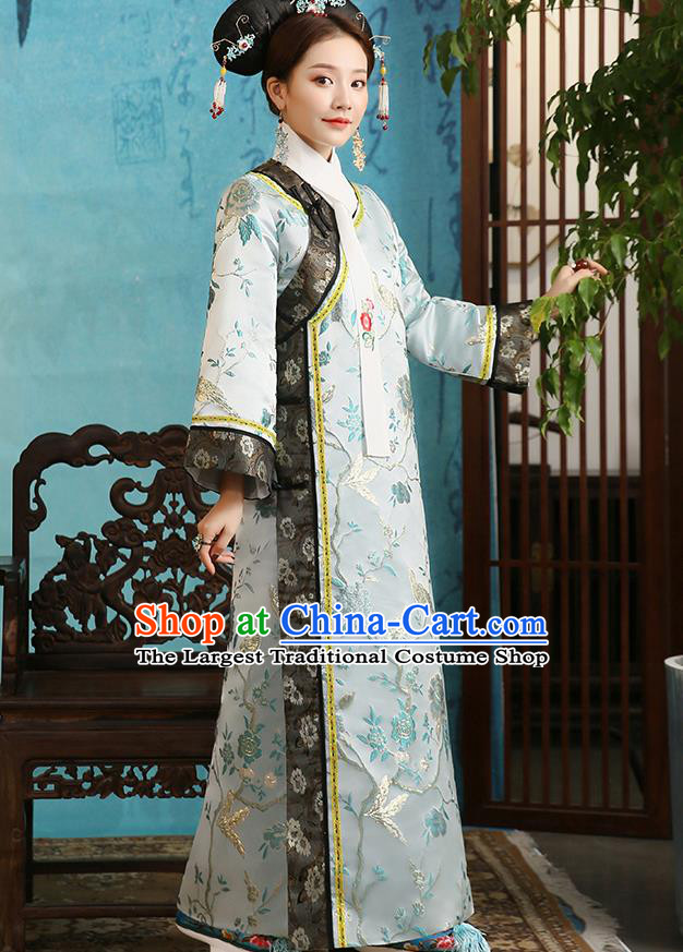 China Ancient Court Woman Dress Clothing Traditional Qing Dynasty Imperial Concubine Historical Costumes and Headdress Full Set