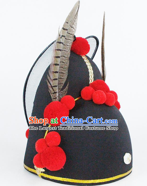 Chinese Handmade Traditional Ming Dynasty Wedding Headwear Ancient Drama Bridegroom Black Hat