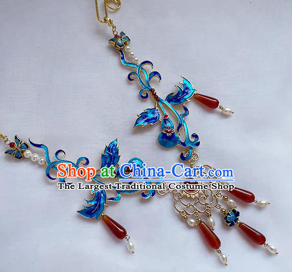 Chinese Ancient Court Lady Tassel Necklace Handmade Traditional Ming Dynasty Cloisonne Necklet Jewelry